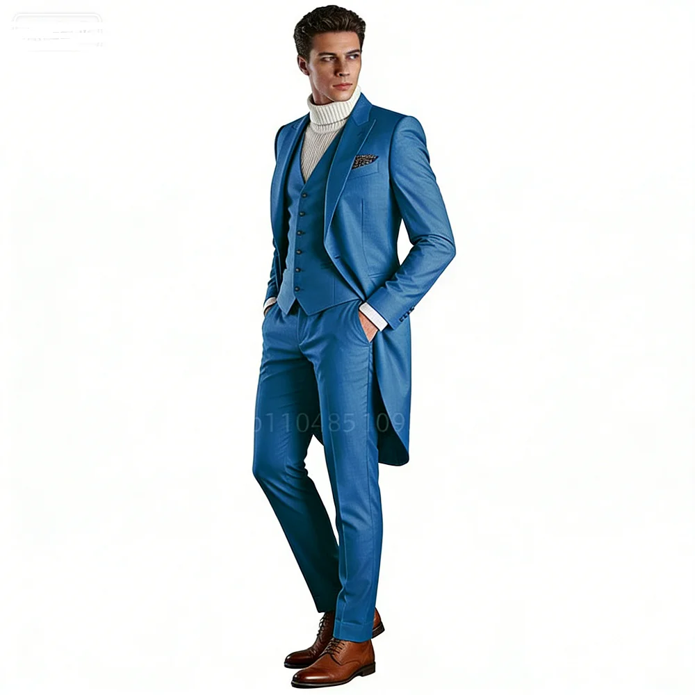 

Red Wedding Tuxedo Set for Men 3-Piece Smoking Formal Dance Graduation Male Groomsmen Suit Ensemble Fashion Tailored Fit