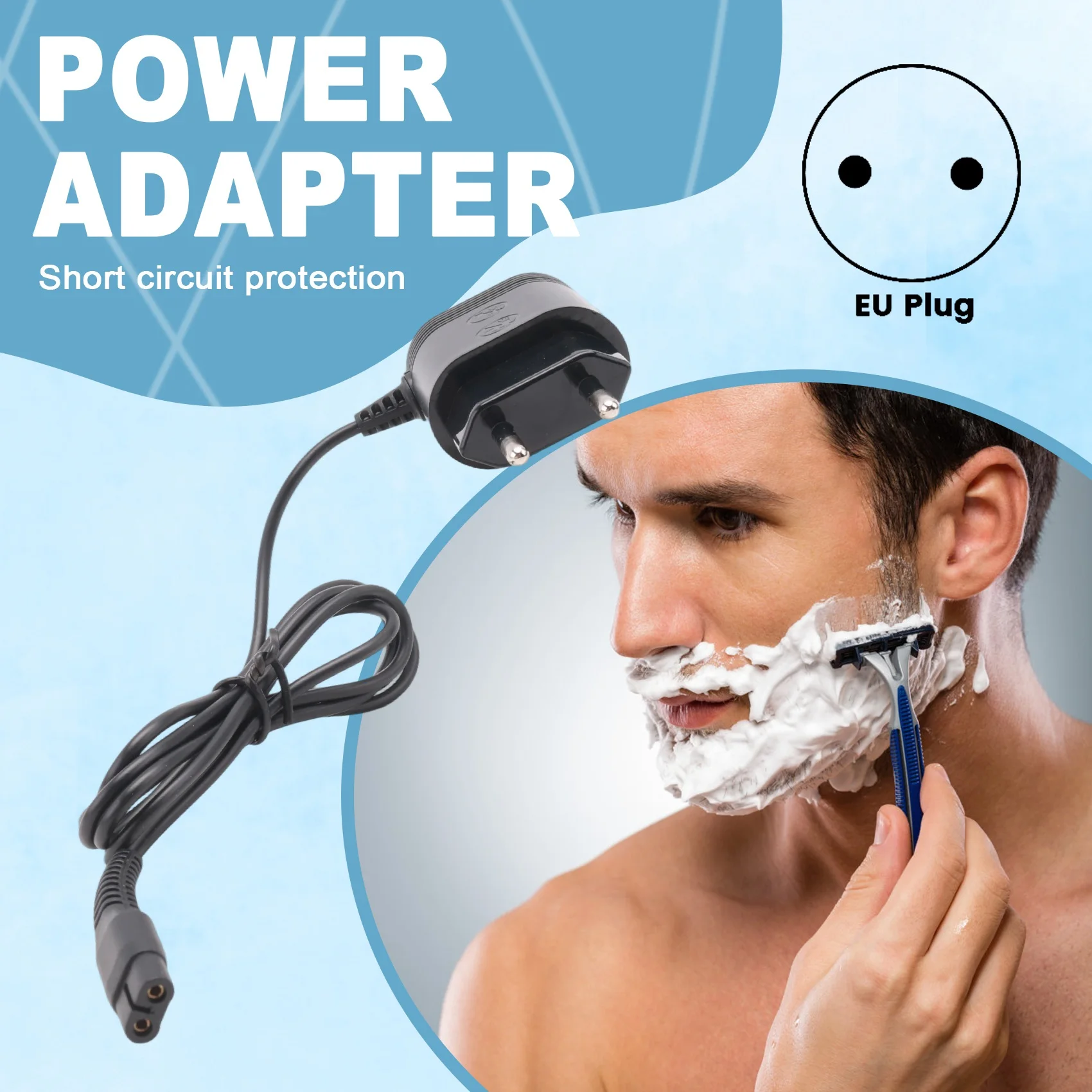 A62T Replacement for Shavers, Power Adapter for HQ8505, 2-Prong EU Plug, 15V 5.4W, Overload Protection