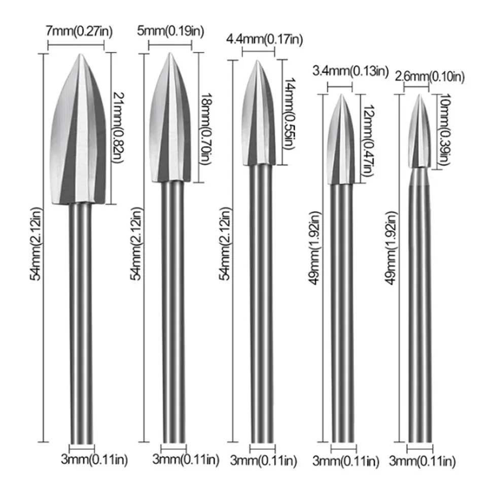 Jeu De 10pcs Mèches De Gravure Haute Dureté Tige 1/8 - Outils Rotatifs Bois Sculpture Perçage