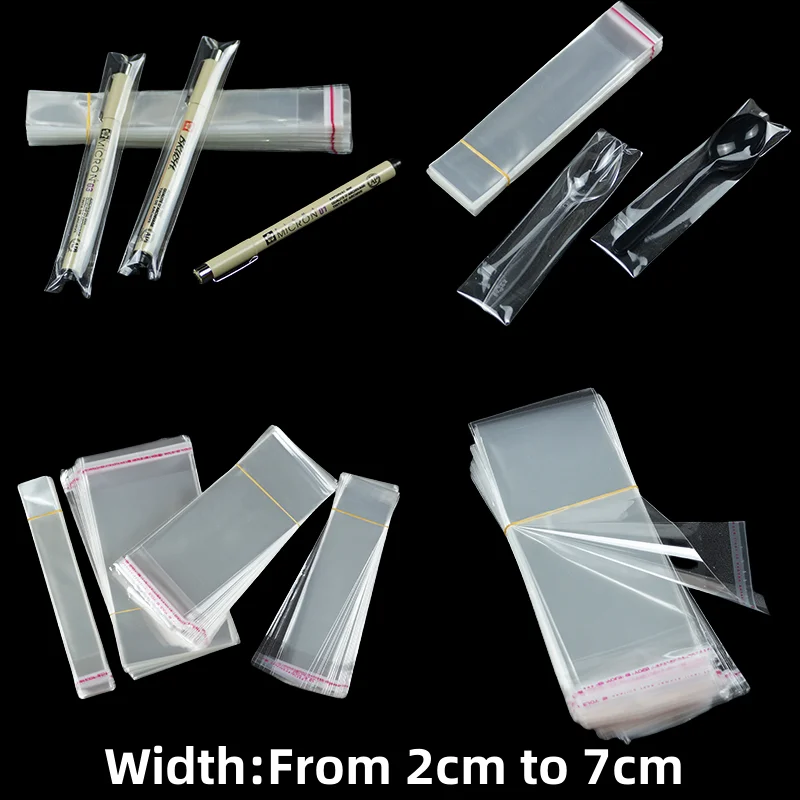 LBSISI Life 200 Uds bolsas autoadhesivas transparentes de tamaño pequeño bolsa Opp de plástico larga para cuchara artículos diversos bolsa de embalaje de joyería