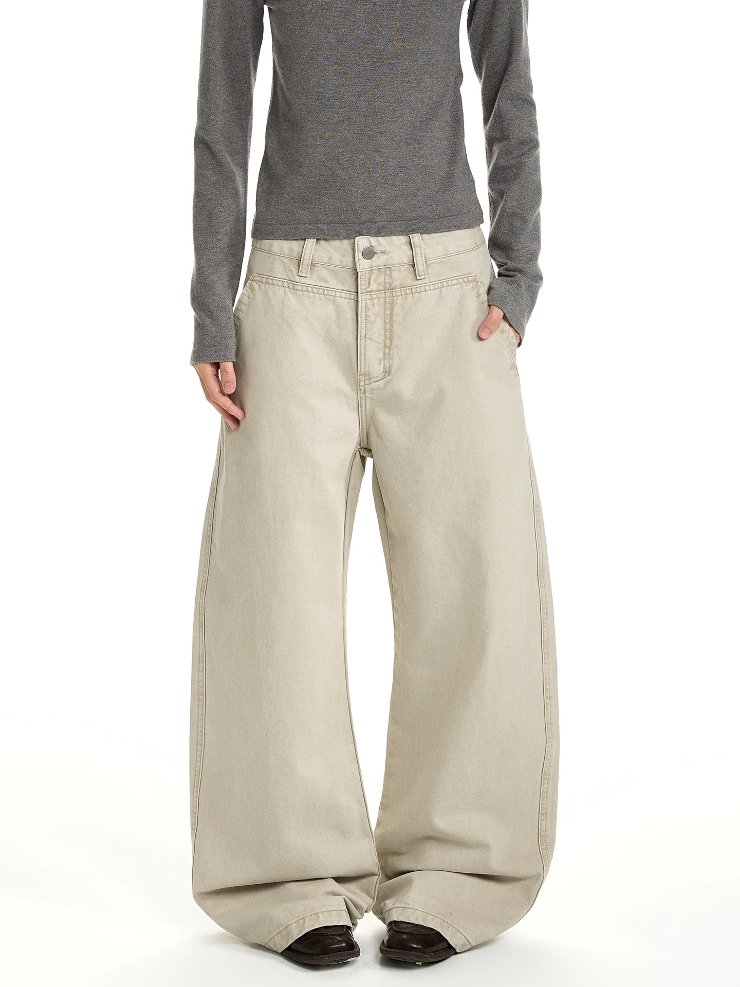 

a PUEE American Retro Splice Work Trousers CleanFit Commute Simple Match Straight Leg Jeans Men's Casual Wear All Seasons