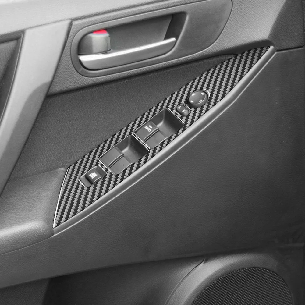 

A51K-Carbon Fiber For Mazda 3 2010-2013 Car Window Lift Switch Panel Cover Sticker Trim Accessories LHD