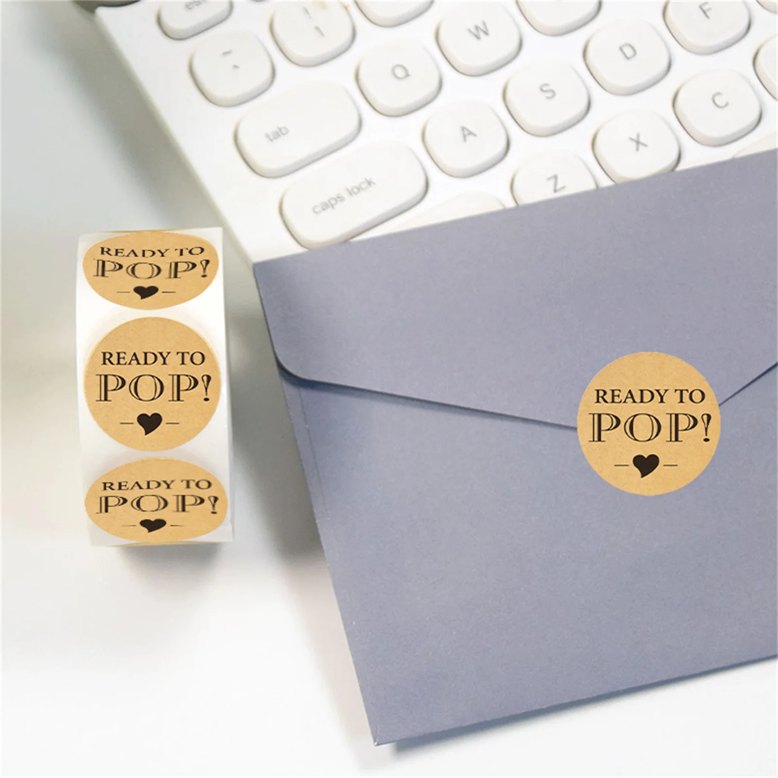 300Pcs-1.5In/3.8Cm Kraft Paper Gift Packaging Stickers, 