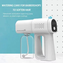 PULVERIZADOR DE desinfectante eléctrico inalámbrico, pistola de desinfección con luz azul Nano, USB, atomizador para el hogar y el jardín, 380ml, novedad