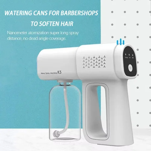 El más nuevo pulverizador eléctrico inalámbrico de 380ml, pistola pulverizadora de Vapor con luz azul Nano USB, herramienta de atomización para el hogar para suavizar el cabello de barbería