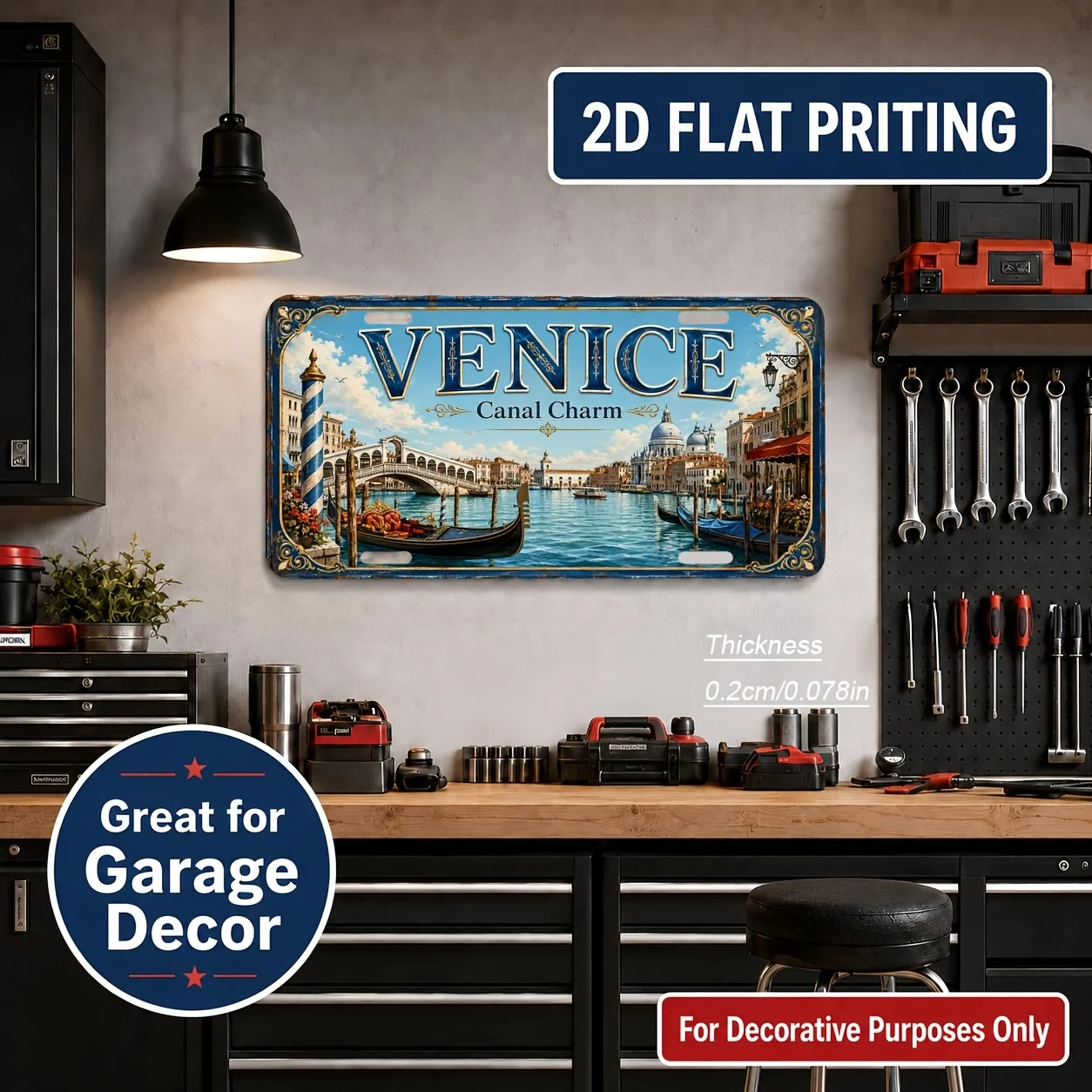 CIFbuy Retro Vintage Venice Italy Aluminum Wall Art Waterproof Wear Resistant Living Room Bar Patio Outdoor Halloween Decor Gift