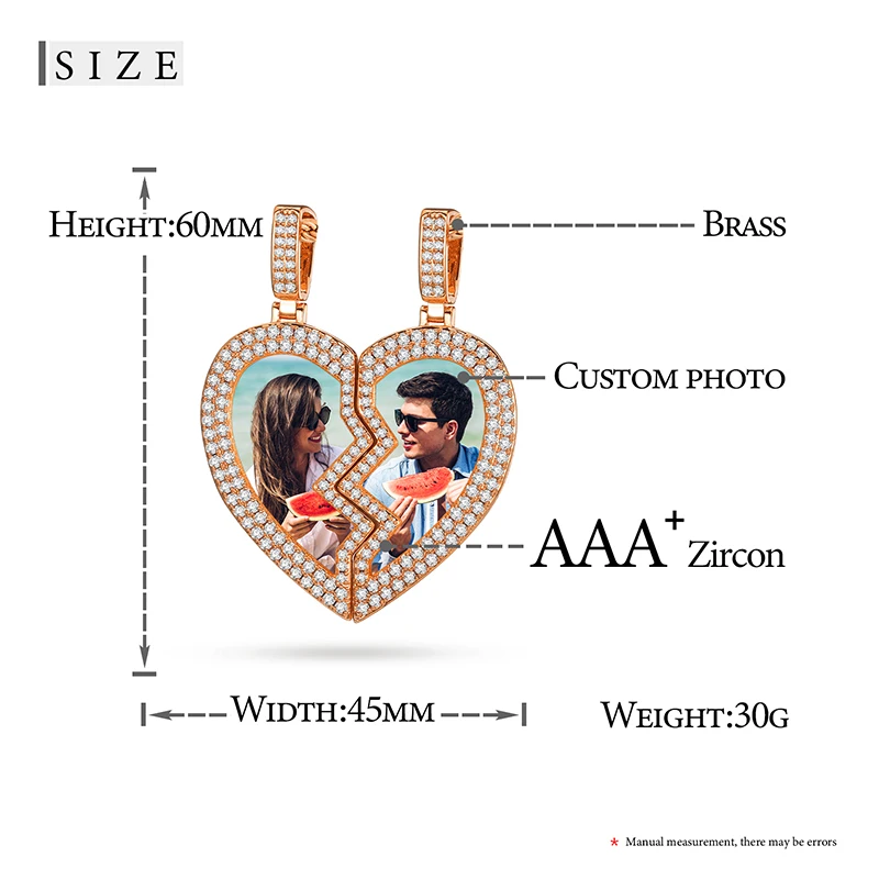 Heart Double Memory Medallions Customized Necklaces With Picture Pendant Men Hip Hop Jewelry Couples The Back Add Text On