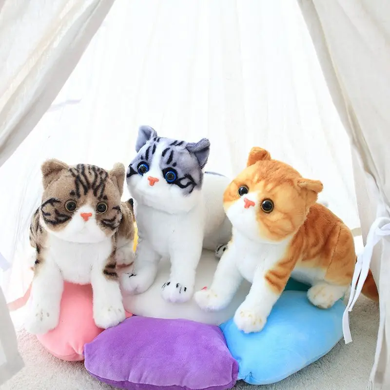 Orange Cat American Shorthair Plush Toy Like Real Cute Little Kitten Colorful Cats Doll Striped Sweet Peluche Children Present