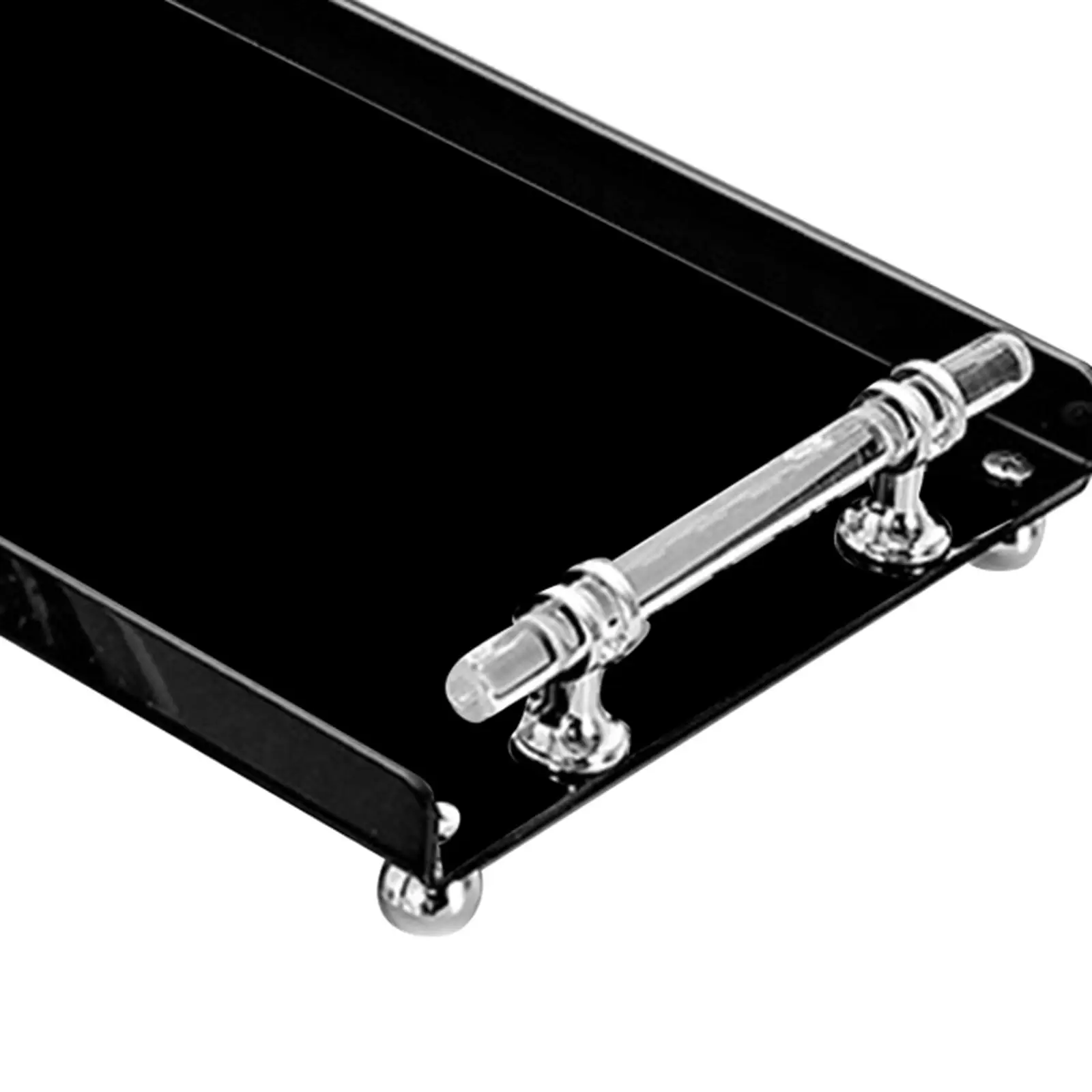 Rectangle Acrylic Serving Tray with Handle for Jewelry Perfume Holder and Bathroom Countertop Organizer