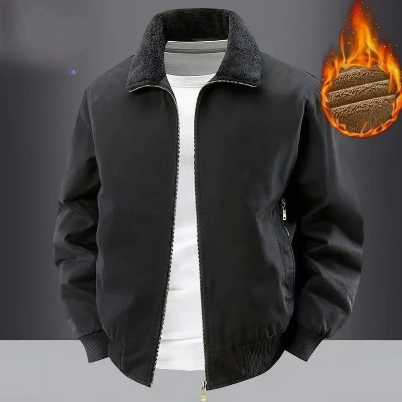 

Мужская и женская повседневная зимняя куртка-пилот с утепленным воротником из флиса, свободная верхняя одежда с бейсбольным воротником, на молнии