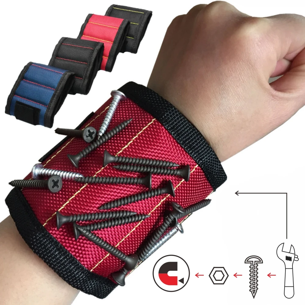 Magnetic Wristband Tool Holder-Anti-Loss Design with 3 Strong Magnets, Comfortable Nylon Strap for DIY, Repair & Workshop