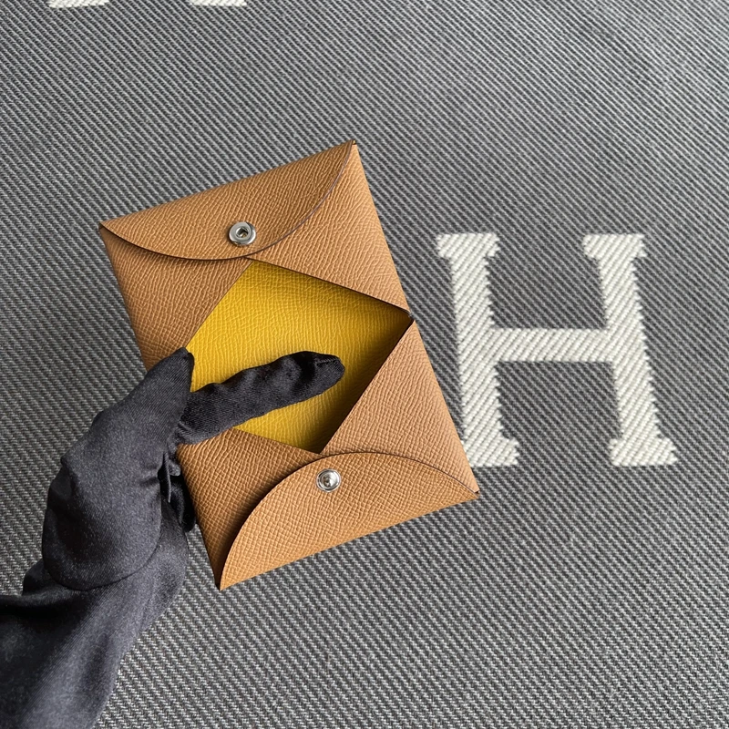 Genuine Leather Key Holder Wallet Coin Purse Document Bag Brown Amber Leather Cowhide Short Wallet Functional Small Bag