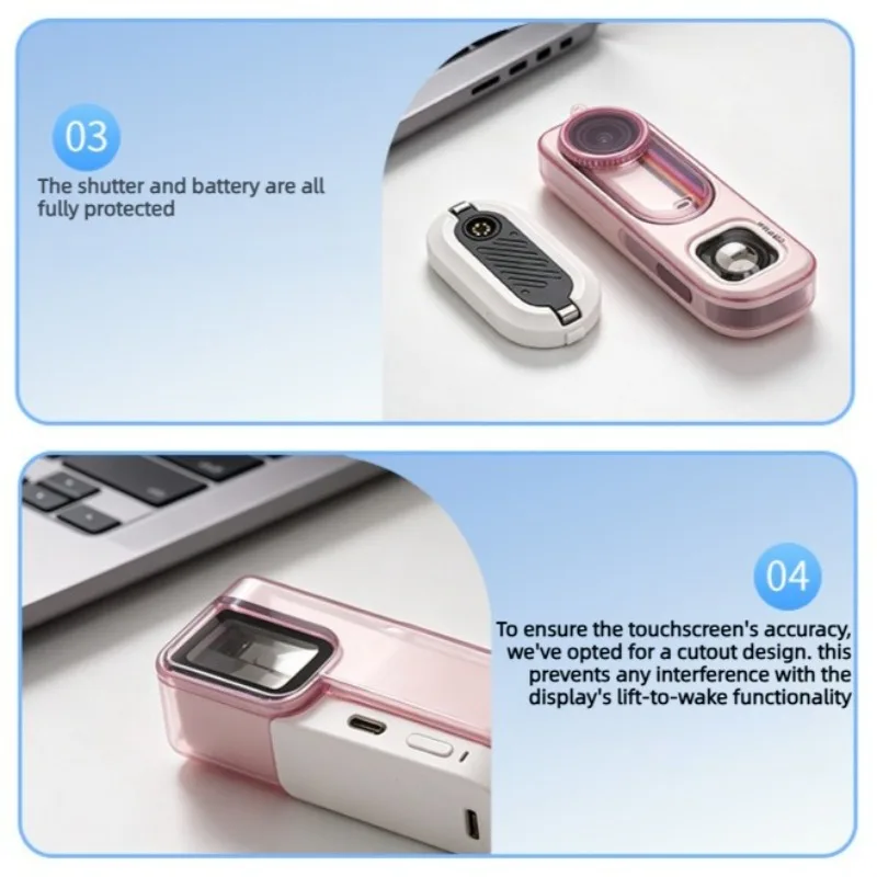 Retro Silicone Protective Case For Insta360 GO3S Anti-Scratch Shockproof Skin with Lanyard Lens Cover Soft TPU Silicone Cover