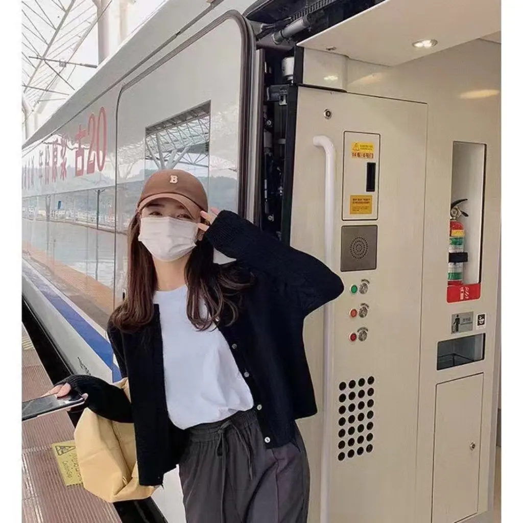 

Women's Korean Solid Color Knitted Cardigan Loose Single-breasted Lazy Style Sweater Coat for Autumn Winter