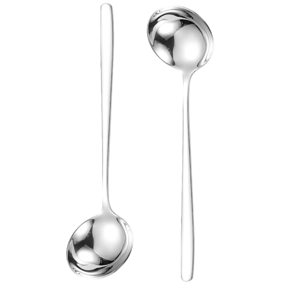 

2Pcs Stainless Steel Ladle Soup Spoon Kitchen Tool Long H Serving Spoons Gravy Ladles Cooking Restaurant BBQ Use