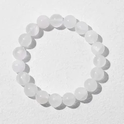 Real Gypsum Stone Bead Bracelet 6 8 10 MM Natural White Calcite Selenite Mineral Stone Stretch Bracelet Bangles For Women Men