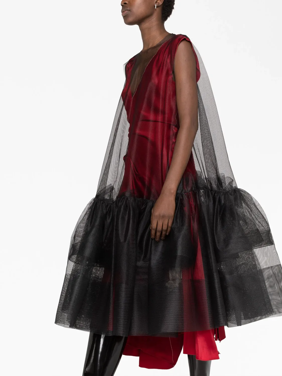 

Women's Mesh Layered Dress Round Neck See Through Elegant Midi Dress Sleeveless Casual Vintage American Retro Loose Dresses