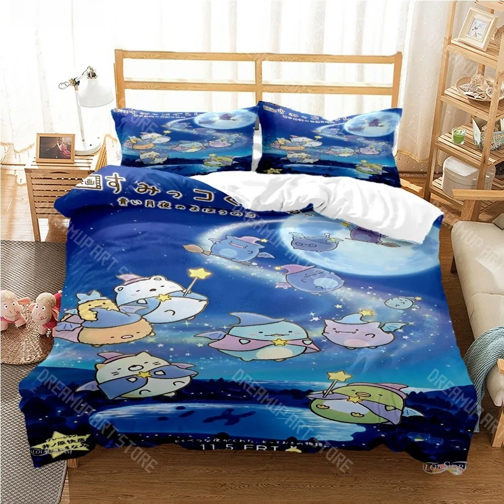 3D Print Sumikko Gurashi Cute Cartoon Bedding Set for Boys Girls Duvet Cover Pillowcase Twin Queen King Full Single Double Sizes