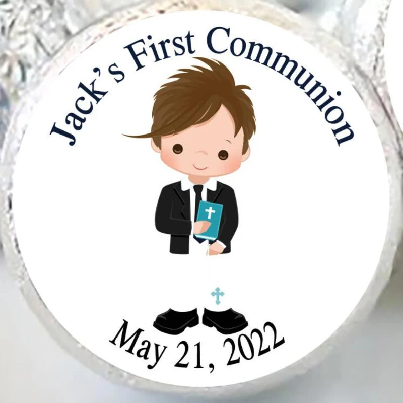 100pcs Custom Personalized Baptism Labels, Boy, Girl baby shower Stickers, First Holy Communion Favor Labels,Decorations Suppli