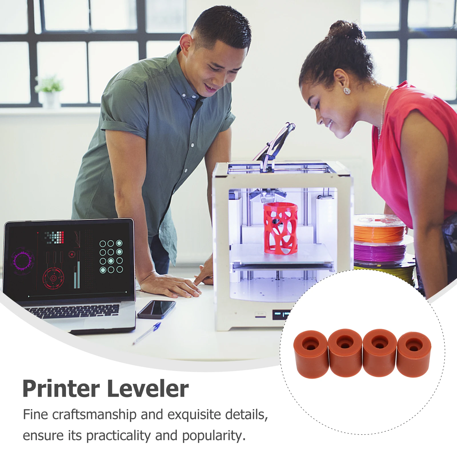

4pcs Bed Silicone Leveling Columns Printer Leveler 3D Printer Parts Solid Mounts Platform Fine Details Practical Use
