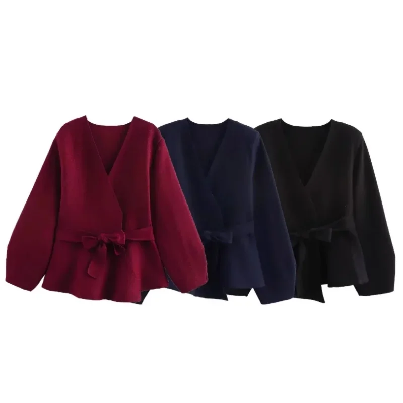 Abrigo informal de piel sintética para mujer, chaqueta elegante con cuello en V y mangas completas con cinturón para mujer, chaquetas ajustadas sólidas a la moda para principios de primavera 2025