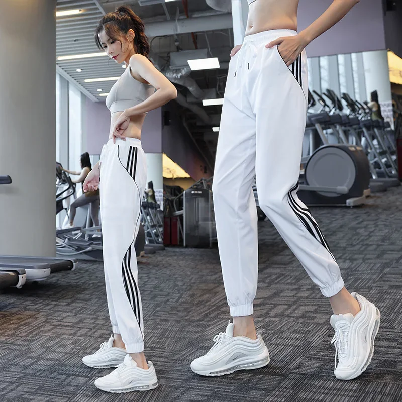 Outdoor Loose Thin Breathable Sports Pants Quick Dry Running Jogging Trousers Womens High Waist Yoga Gym Sweatpants