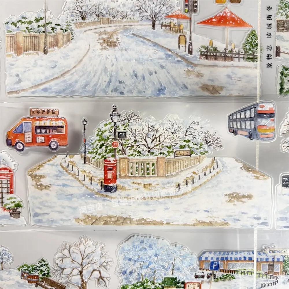 

Journal washi pet tape sample Oucheng Street winter scenery Zhixue Road green plants public PET material account mobile phone ca