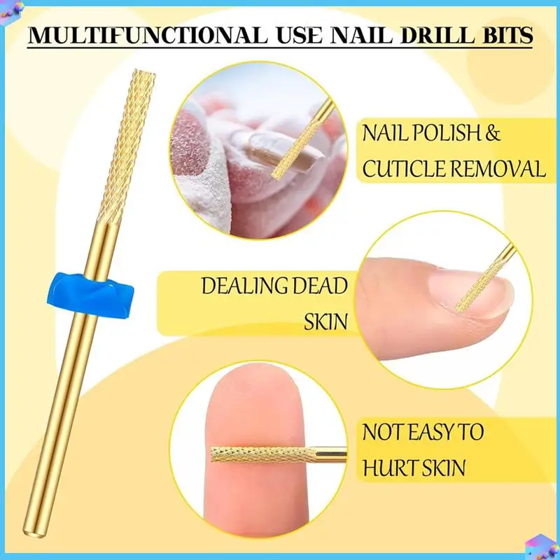 

A43T 4Pcs Carbide Nail Drill Bits Cuticle Drill Bits Electric Cuticle Remover For Nail Cleaning Manicure, Gold