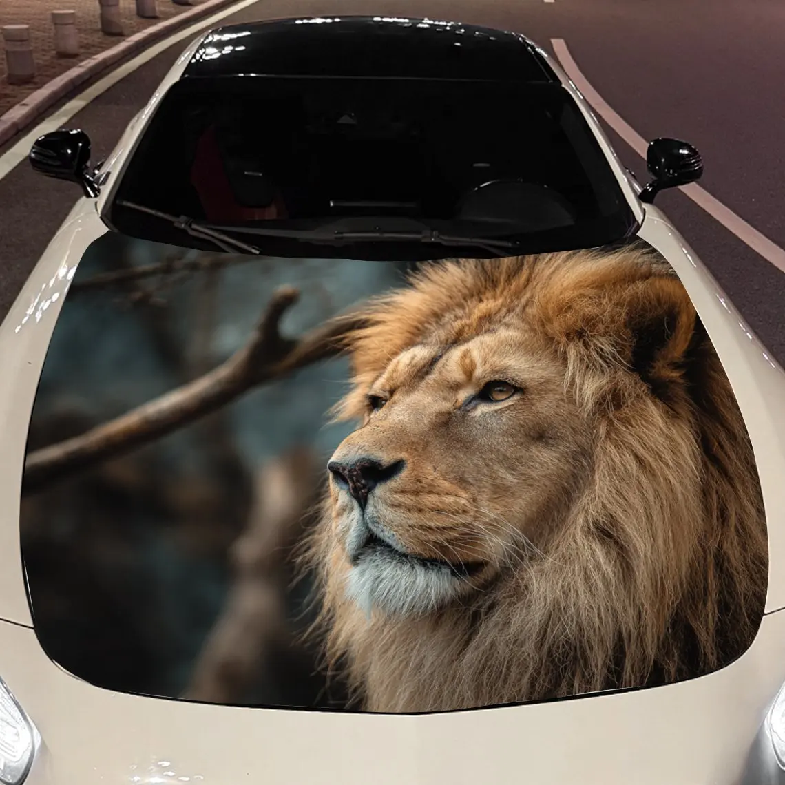 Car Decals A Lion Exuding Timeless Regality And Subtle Depth In A Natural, Textured Depiction Car Hood Sticker, Waterproof Self