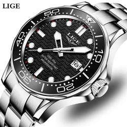 LIGE Business Man Watch Top Brand Luxury Watch for Men Fashion Waterproof Date Clocks Luminous Stainless Steel Quartz Wristwatch