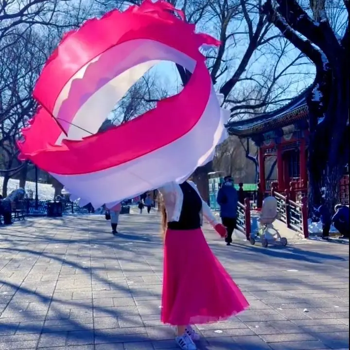 7m Colorful Ribbon Dance With Pole For Female Festival Stage Performance Prop School Activity