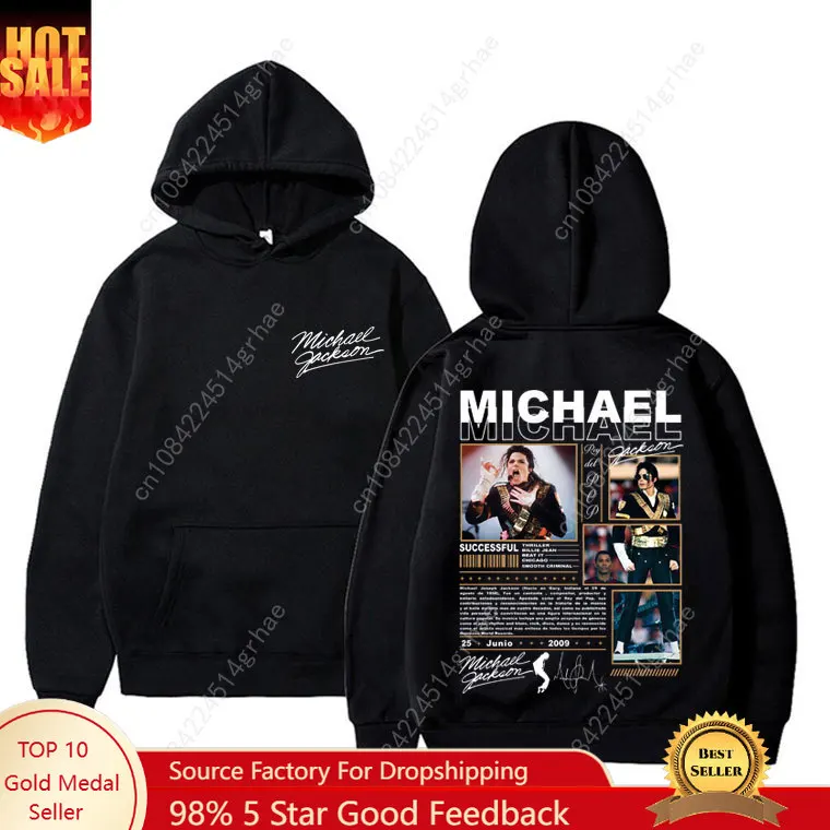 

Classic Vintage Michael Jackson King of Pop Hoodie Men Fashion Retro Gothic Rock Sweatshirt Punk Oversized Pullover Streetwear