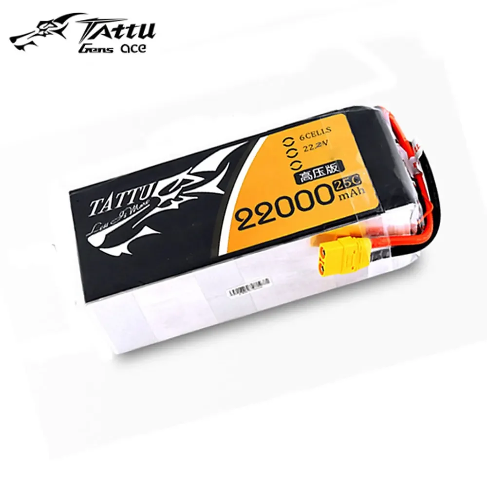 

TATTU 22000 мАч 22,2 В 25C 6S1P Lipo аккумулятор с разъемом XT90 для мультироторов с большой нагрузкой, дрона или квадротера, БПЛА, дрона