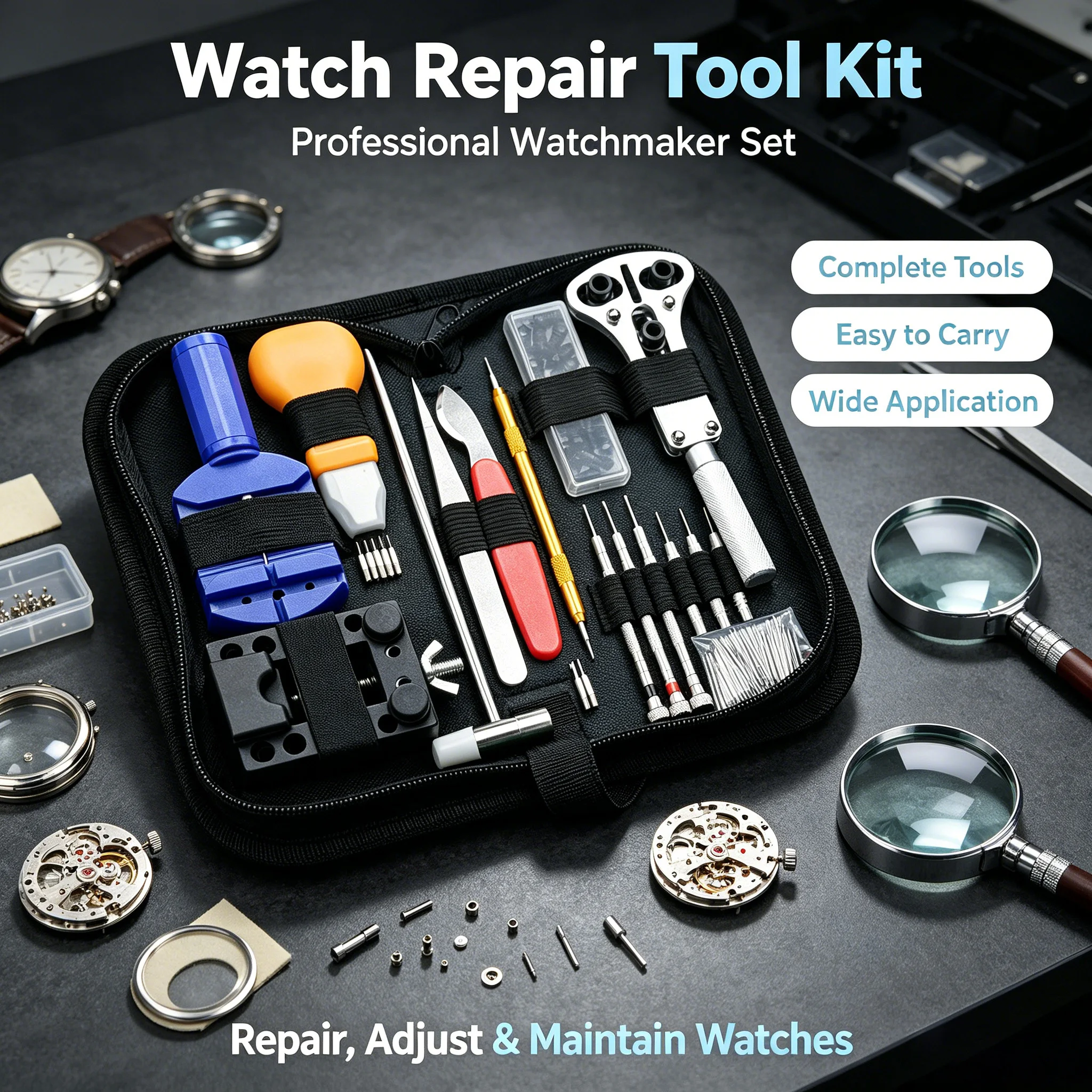 147pcs Watch Repair Tools Kit Watchmaker Case Remover Opener Set Professional Clock Repair Tools for Watches and Jewelry Repair