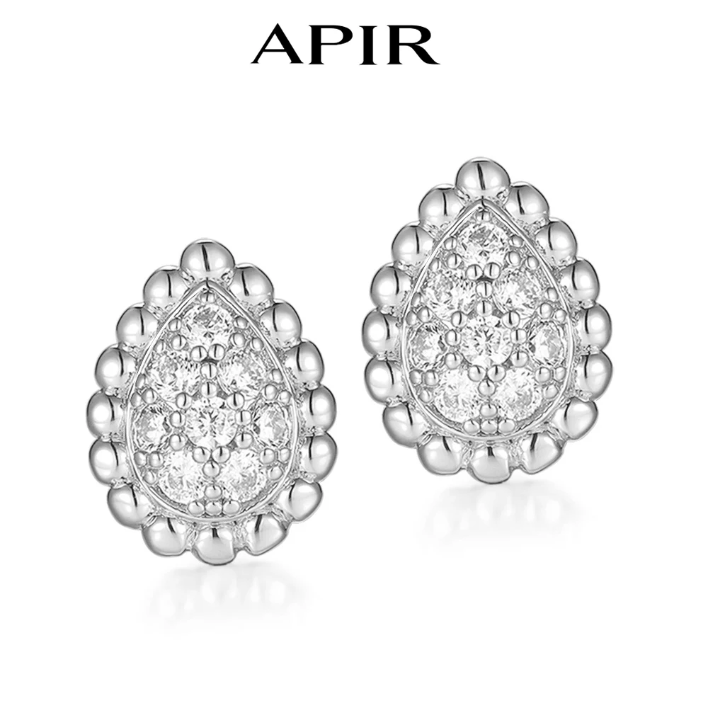 

APIR 5A Zirconia Water Drop Earrings Rose Gold Silver Gold Elegant Fashion Jewelry Statement Piece for Women Party Accessory