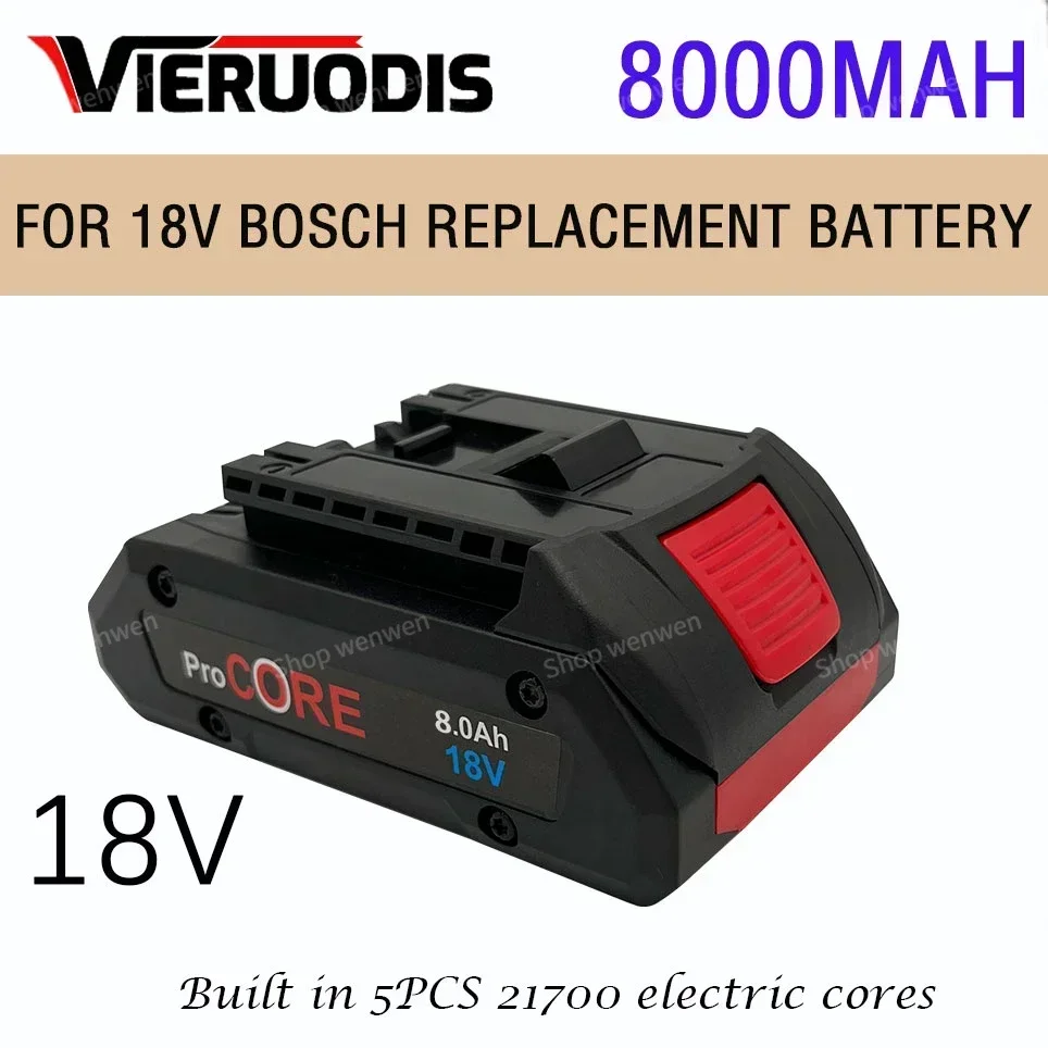 

18V 8000mAh Li-Ion Battery Procore1600A016GB for Bosch 18Volt Max Cordless PowerTool Drill Bit 21700 Cells Built-in