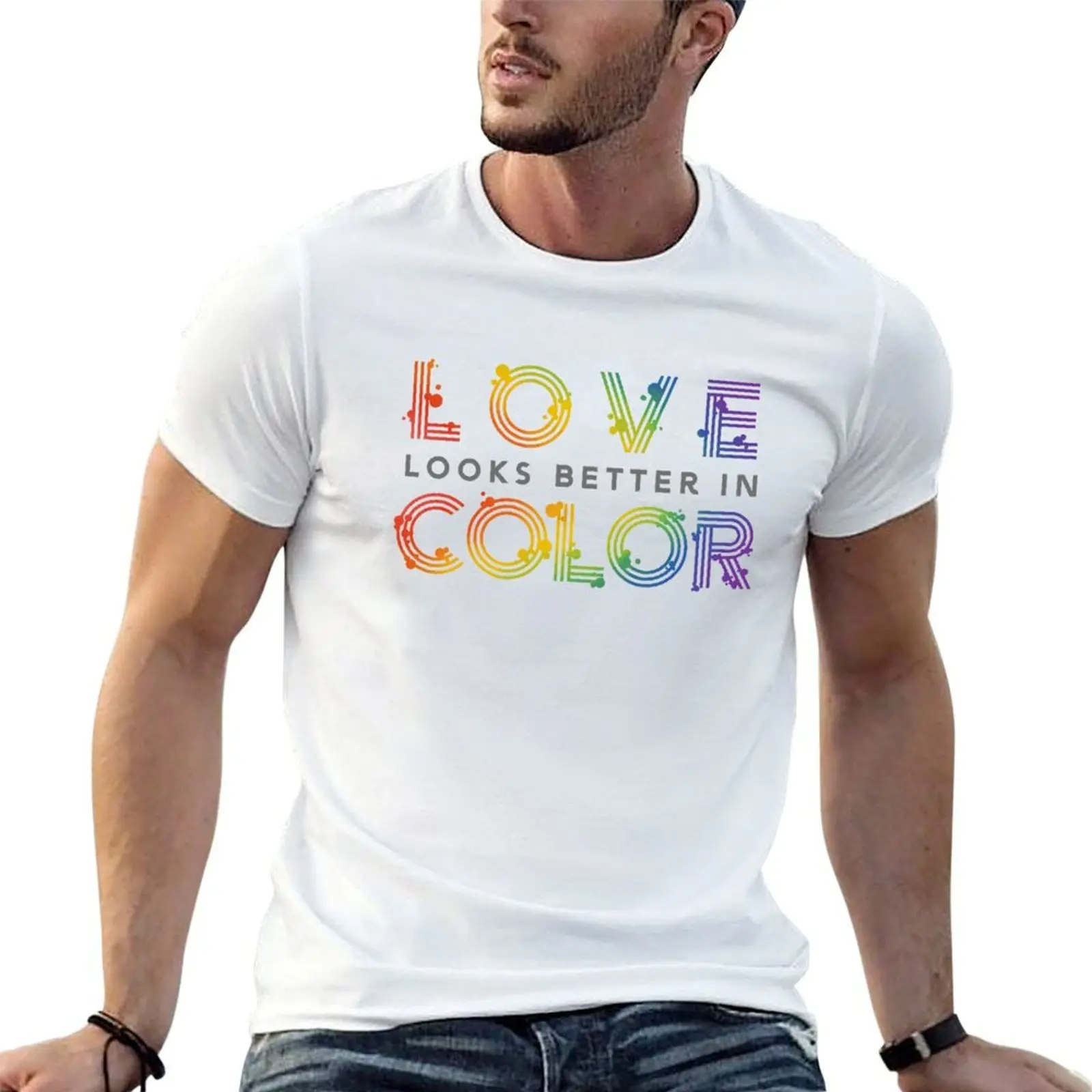Love Looks Better in Color T-Shirt customs blue archive men clothing