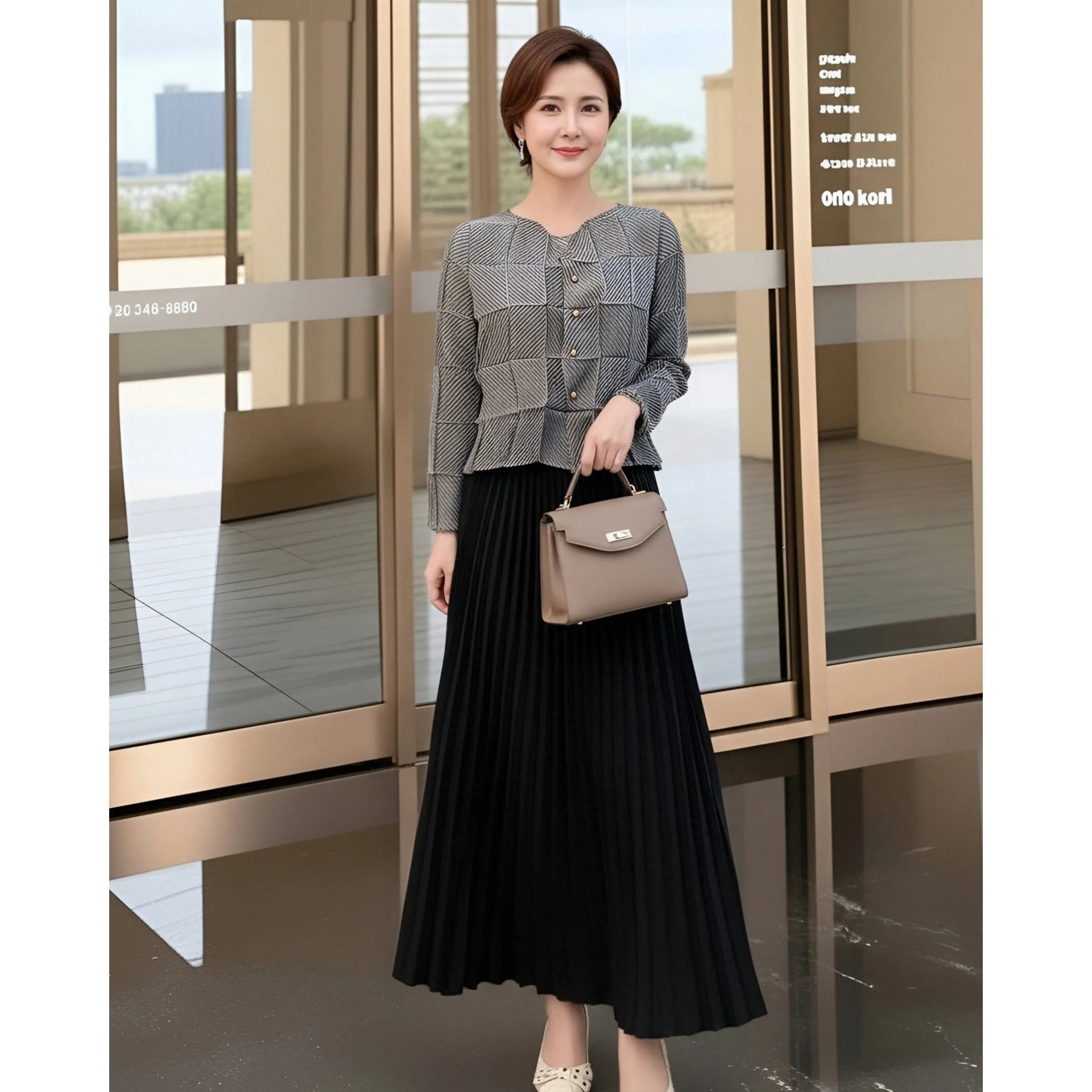 

Плиссированная серая блузка Miyake для женщин, свободный крой, большой размер, универсальная повседневная короткая блузка, тонкая весенняя рубашка с защитой от солнца для женщин