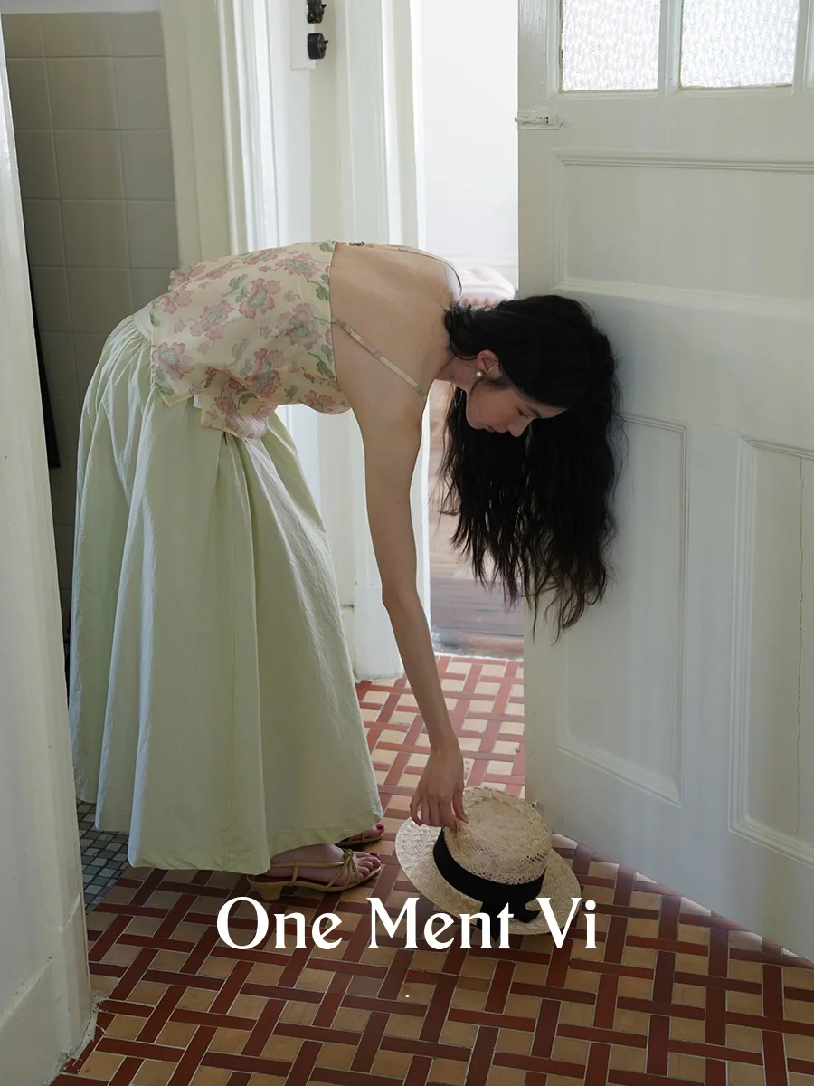 

Ele Vintage Six-In-One A-Line Skirt Women's Summer Cotton Full Skirt Commute Ci Scenarios Loose Fit