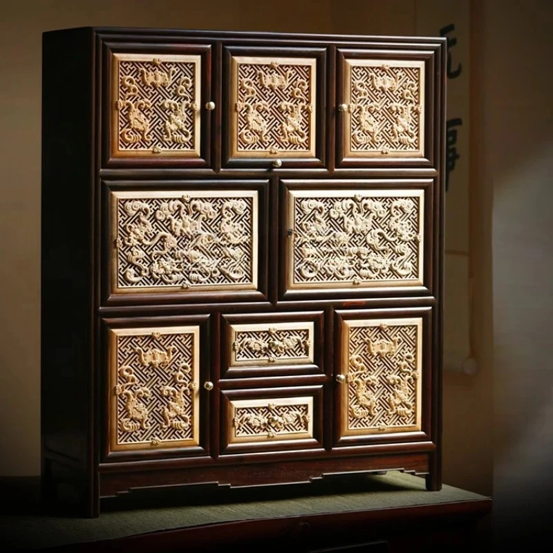 A   Storage Cabinet Tea Room Hallway Desktop Curio Box Decoration Qing Court Silkwood Wanfu Cabinet