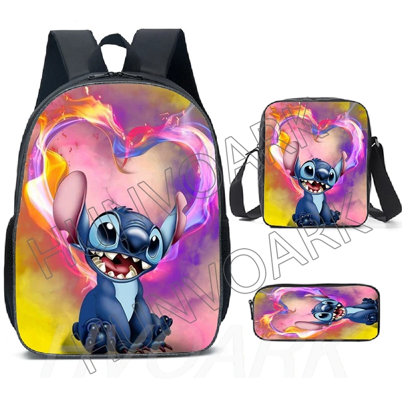 Sacos escolares do ponto dos desenhos animados das crianças, conjunto de bolsas primárias, mochila escolar impermeável, meninas e meninos adolescentes, 3pcs