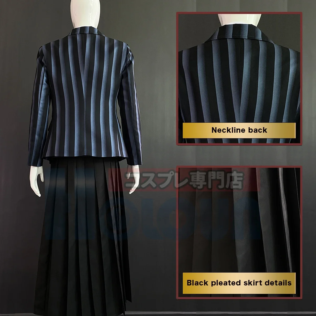 Peluca de disfraz de Cosplay, uniforme escolar Nevermore, vestido, suéter, traje con logotipo bordado, fibra sintética de red rosa