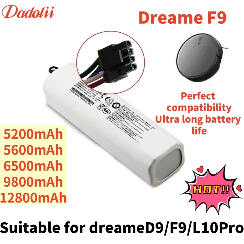 P2008-4S2P-MMBK Original For Dreame Robot Vacuum Mop Cleaner D9 F9 L10 L10 Pro 14.4V 12800mAh Li-ion Battery Pack 4INR19/66-2