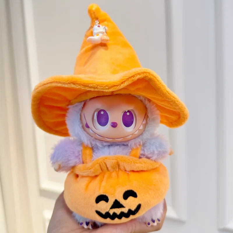 

Halloween Labubu Pumpkin Devil Labubu 2nd Gen Macaron Party Labubu Sitting Party Doll Clothes for Generation 1 and 2