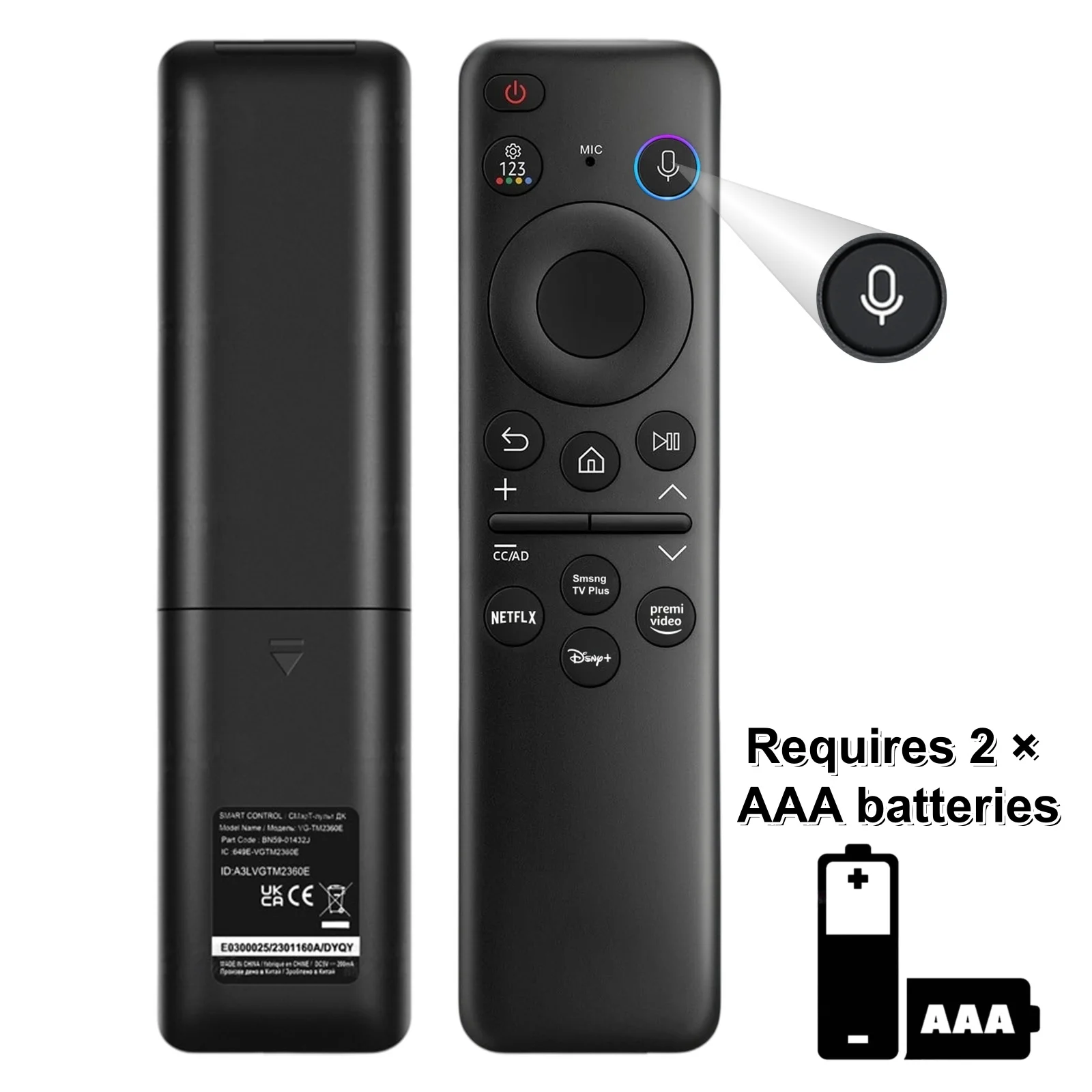 BN59-01432A/1455A Voice Remote for Samsung Smart TVs,Replacement for All 2021–2025 Samsung TV Voice Remote Control ,NO Solar