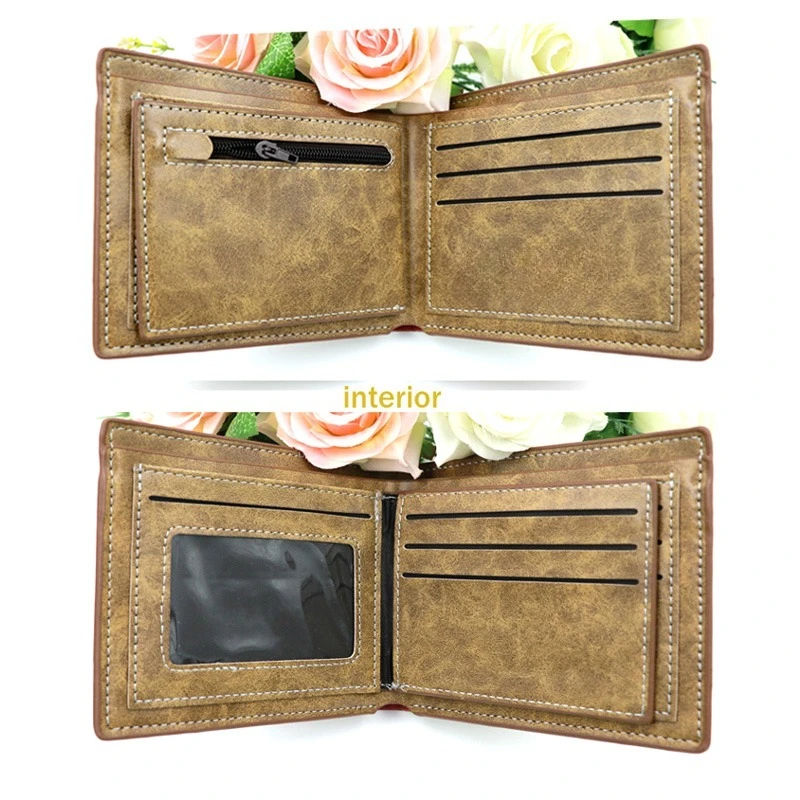Customised PU Synthetic Leather Short Folding Wallet Coin Purse Money Clip image 4