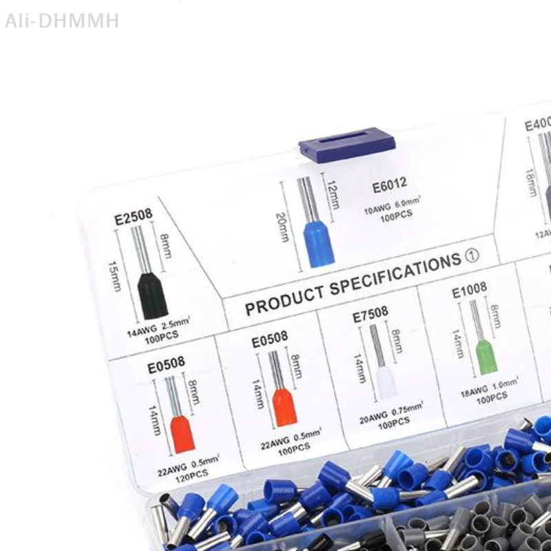 ZLinKJ 450/700/1250Pcs Insulated Cord Pin End Terminal Electrical Crimper  Tubular Terminal Block Connector Wire Terminal Kit