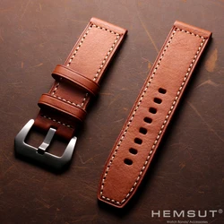 HEMSUT Geunine Leather Watch Band For Panerai Retro Vintage Handmade Cowhide Watch Straps For Men Women  20 22 24 26MM