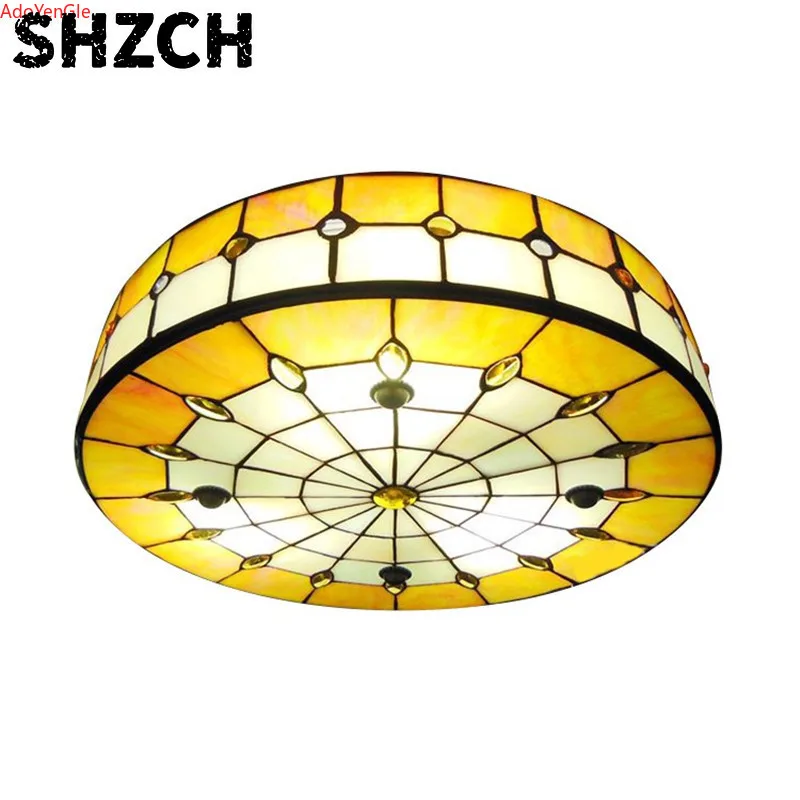 Vintage Tiffan/y Hanging Lamp Bedroom Kitchen Mediterranean Baroque Ceiling Lighting Stained Glass Ceiling Lights for Living Roo