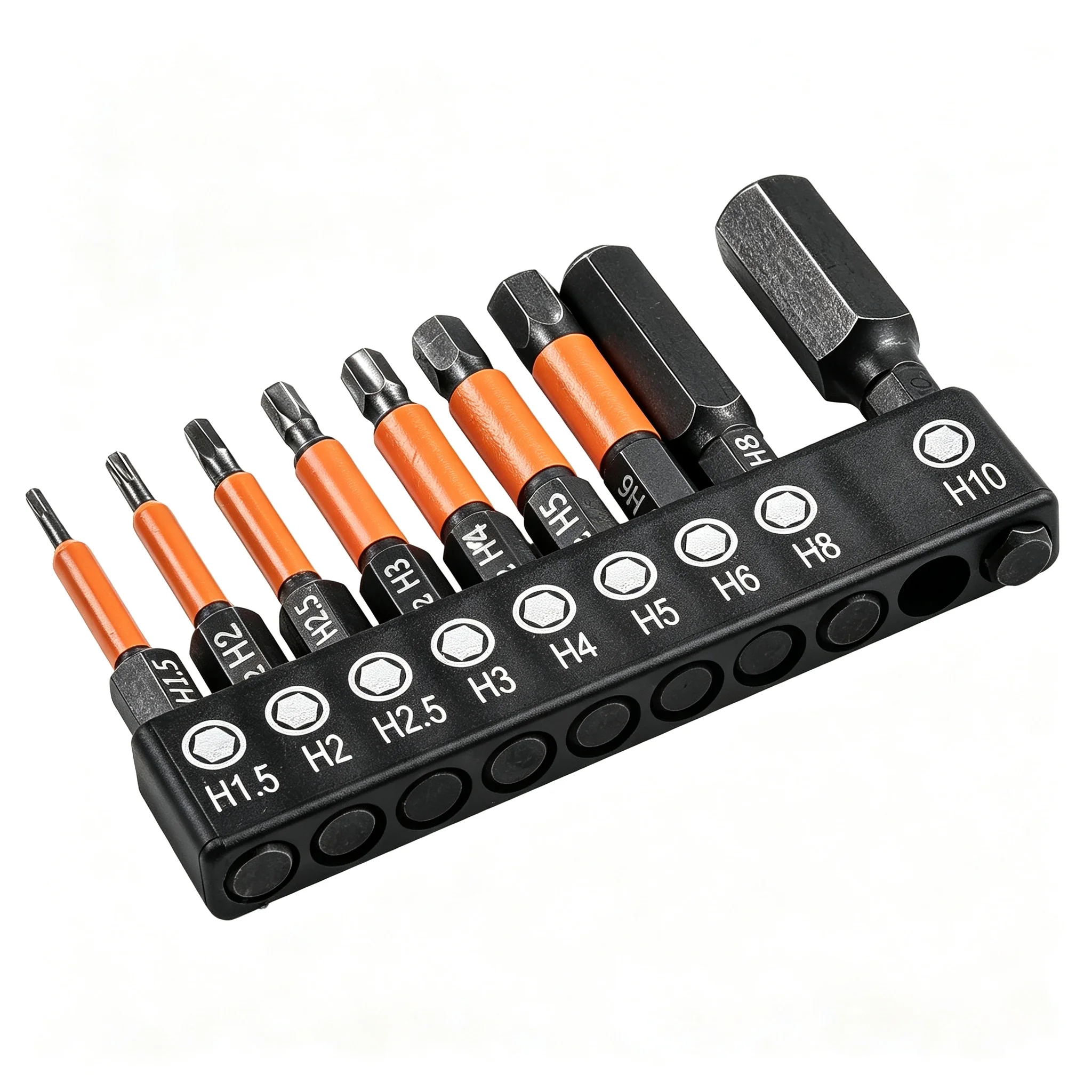 9Pcs Hex Screwdriver Bit Set 1/4'' Quick Change Impact Screw Driver 50mm Magnetic Screwdriver H1.5 H2 H2.5 H3 H4 H5 H6 H8 H10